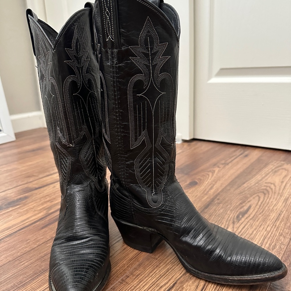 Dan Post Teju Lizard Women’s Black Embroidered Western Boots